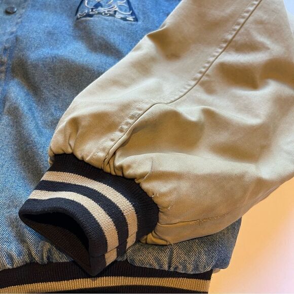 Disney Inc. Rare 90's Men's Mickey Mouse Blue and Tan Denim Varsity Jacket XL - Picture 13 of 13